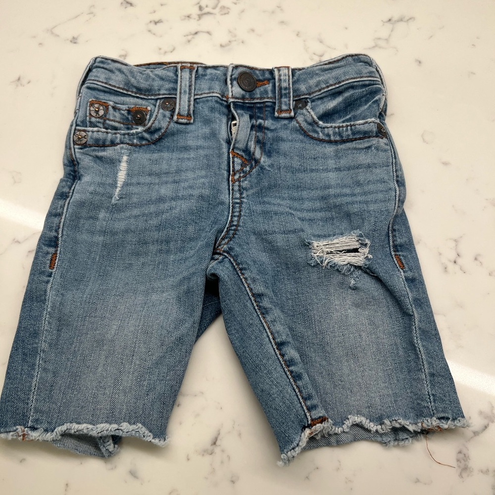 True Religion Boys Light Blue Distressed Denim Shorts